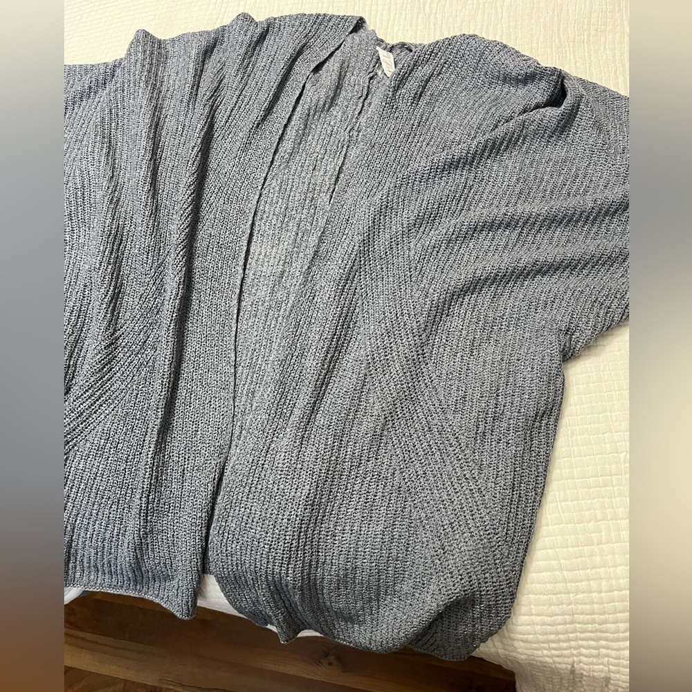 Women's Cozy Slate Blue Knit Open Cardigan - Picture 4 of 6